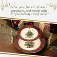 thumbnail image 5 of Spode Christmas Tree Tartan 2-Tiered Server, Holiday Cupcake Stand, Dessert Display Set, Earthenware Serving Platter, 10" & 8" Plates, Dishwasher Safe Serveware for Appetizers, Desserts, Cookies, 5 of 7
