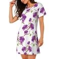 thumbnail image 2 of Pofeuu Orchids Flowers Print Women's Loose Fit Short Sleeve Nightgown, Comfortable Sleep Dress for Women, Casual Lounge Sleepwear, Soft Cotton Sleep Dress, 2 of 6