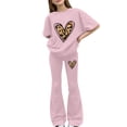 thumbnail image 3 of EnJoCho Preschool Girls Matching Shirt and Shorts Set for First Day of School Girls Summer Clothes Leopard Print Short Sleeve Crewneck T-Shirts and Elastic Waist Casual Pants 2 Pcs Outfits, 3 of 9