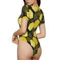 thumbnail image 3 of Naloa Geometric Pattern with Bee Women's Short-Sleeved Onesie, One-Piece Swimsuit for Parties, dates, clubs - Large, 3 of 9
