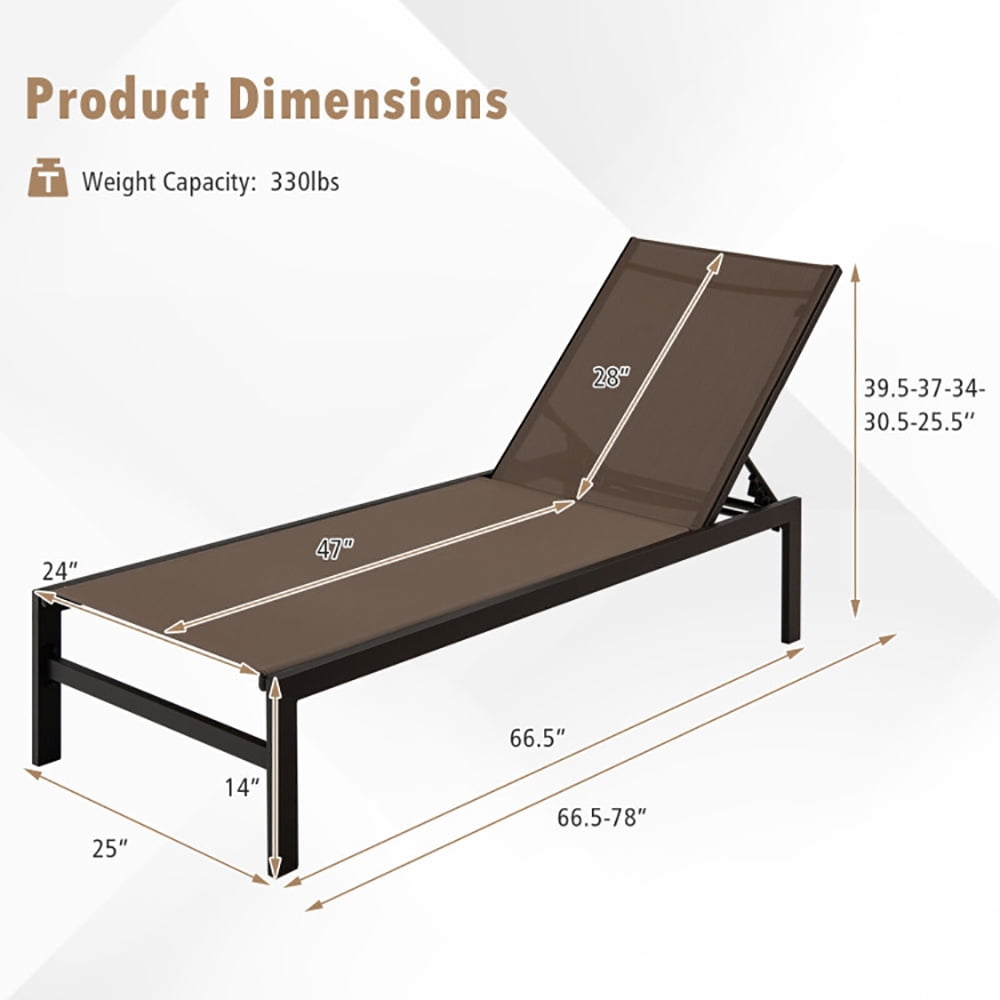 Aimee Lii 6-Position Chaise Lounge Chairs with Rustproof Aluminium Frame, Patio Loungers, Brown Aimee Lii 6-Position Chaise Lounge Chairs with Rustproof Aluminium Frame, Patio Loungers, Brown