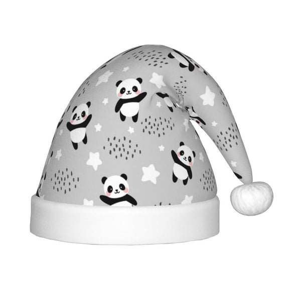 Yiaed Pandas Between Clouds and Stars Print Hat,Santa Claus Hat For Xmas Party, Christmas Hat For Boys Girls Child Infant Holiday Hat