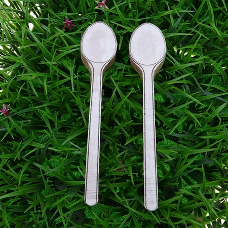 

2 Pcs Creative Natural Beech Spoon Semi-finished Products Handmade Oval DIY Wood Long Spoon for DIY Craft Learning