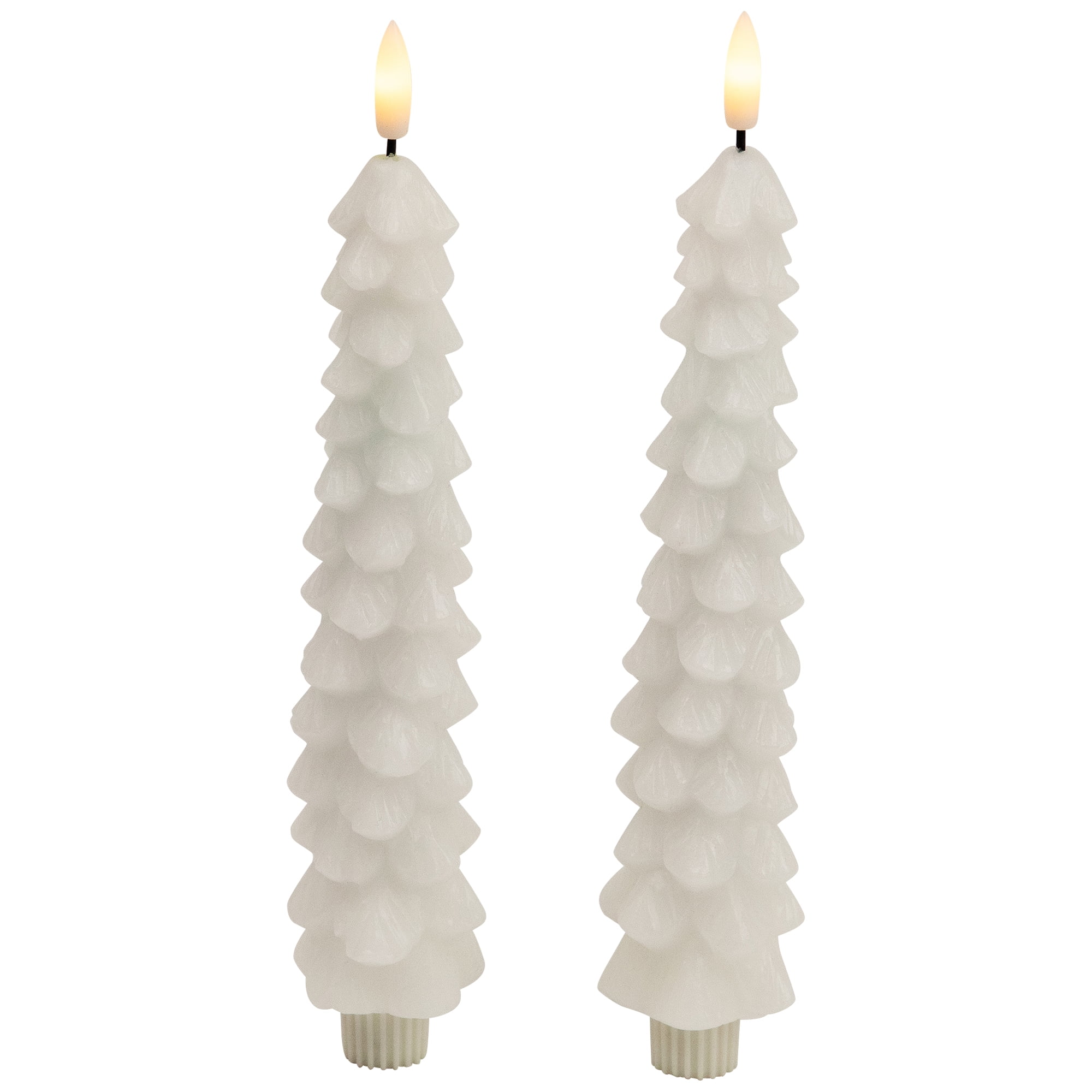 Northlight LED Flickering Flameless Wax Tapered Christmas Tree Candles - 9.75" - White - Set of 2