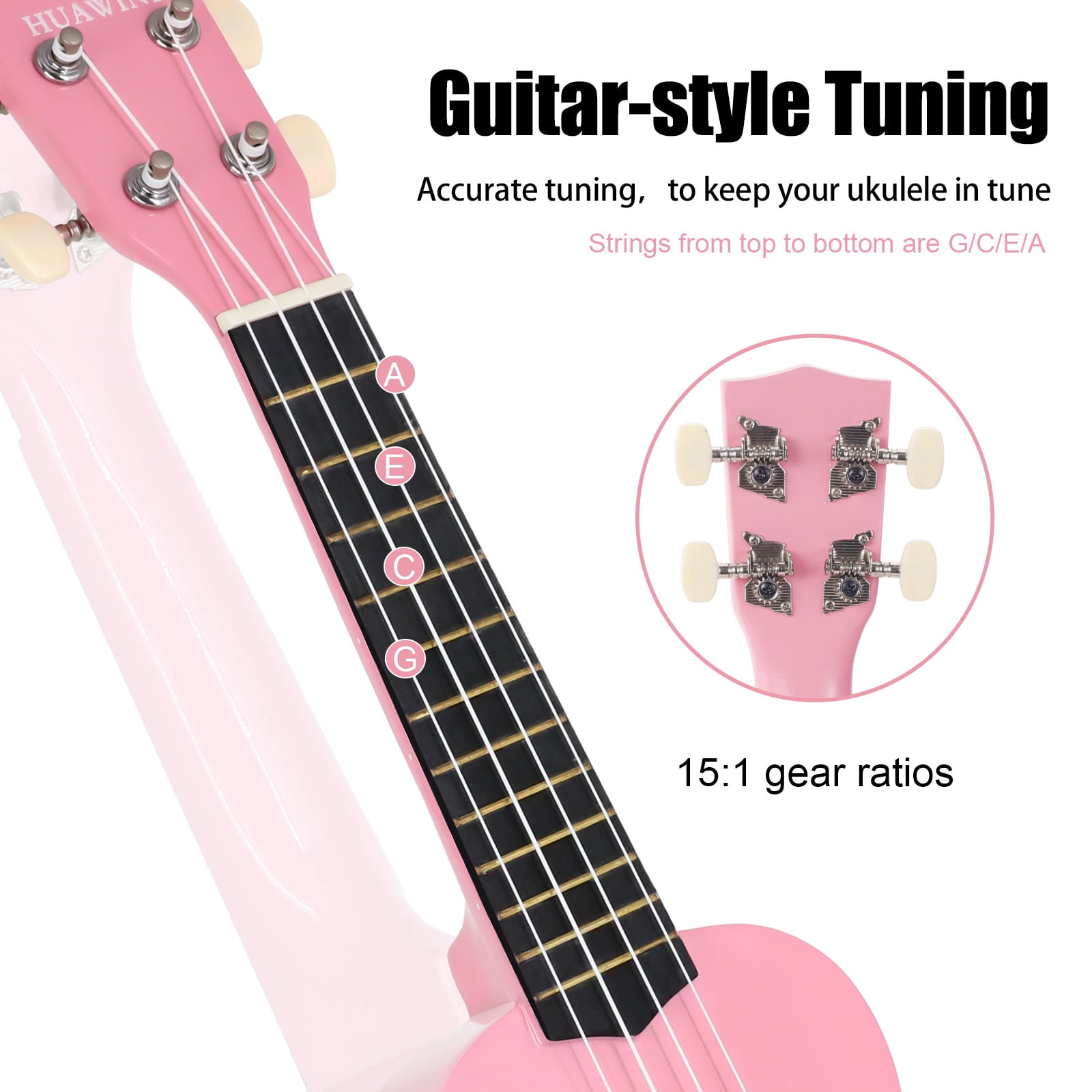 HUAWIND Ukulele, 21 inch Soprano Ukulele For Kid Beginners, Hawaii Ukelele Four String Wood Uke Ukulele