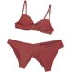 thumbnail image 2 of Conjunto de bikini de 3 piezas con parte delantera fruncida, tirantes finos, parte superior de tiro medio, parte inferior de cintura baja, traje de baño, 2 of 4