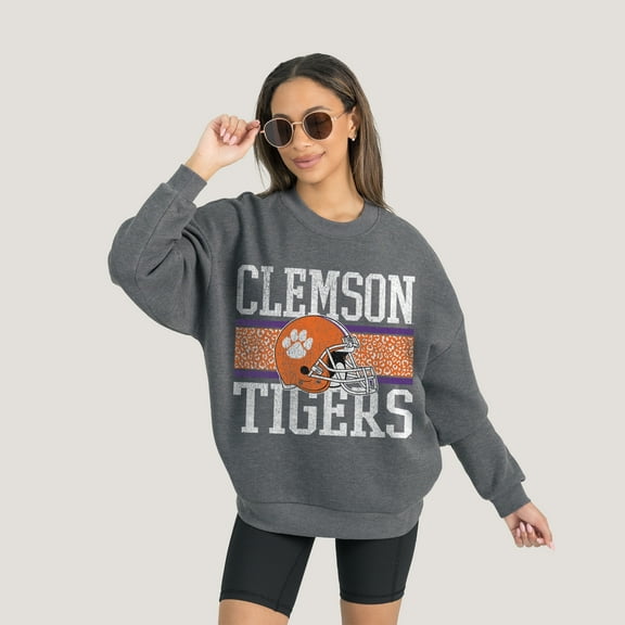 Women's Gameday Couture Charcoal Clemson Tigers Premium Fleece Pullover Sweatshirt