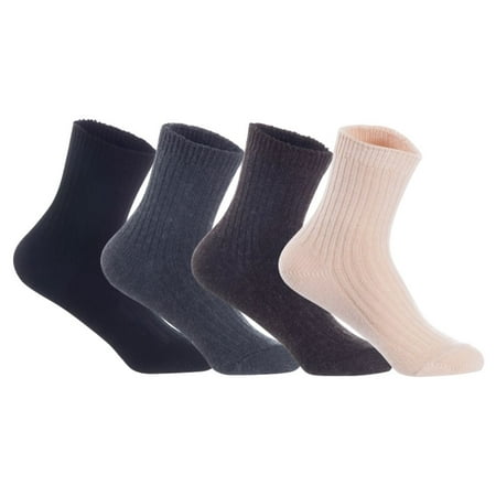 

4 Pairs Fantastic Children s Wool Crew Socks Soft Adorable and Durable LK08 Size 3Y-5Y (Black Dark Grey Coffee Beige)