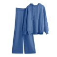thumbnail image 5 of Women's Autumn Winter 2-Piece Knitted Set - Hoodie + Wide Leg Pants, Solid Color, Elastic Waist, One Size, 5 of 8