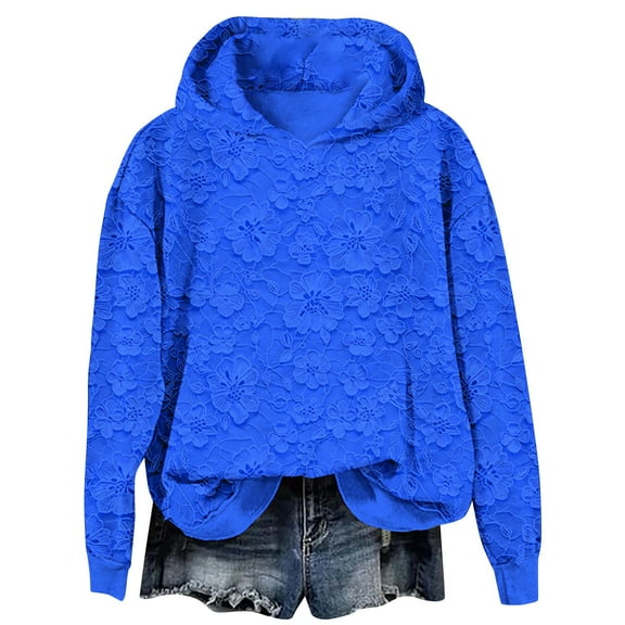 Womens Hoodies For Women Floral Lace Hoodie Elegant Pullover Sweatshirt Soft Fleece Oversized Fall Winter Athleisure Streetwear Polyester Cozy Stylish L Sweatshirt For Women