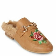 Wanted "Roseanne Slip-on Fur Lined Loafer with Rose Embroidery - (Tan, 8)