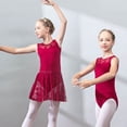 thumbnail image 5 of Ticikt Girls Dance Ballet Leotard with Skirt,Lace Sleeves Ballerina Gymnastics Outfit,Color:Pink,Size:4-5 Years, 5 of 9