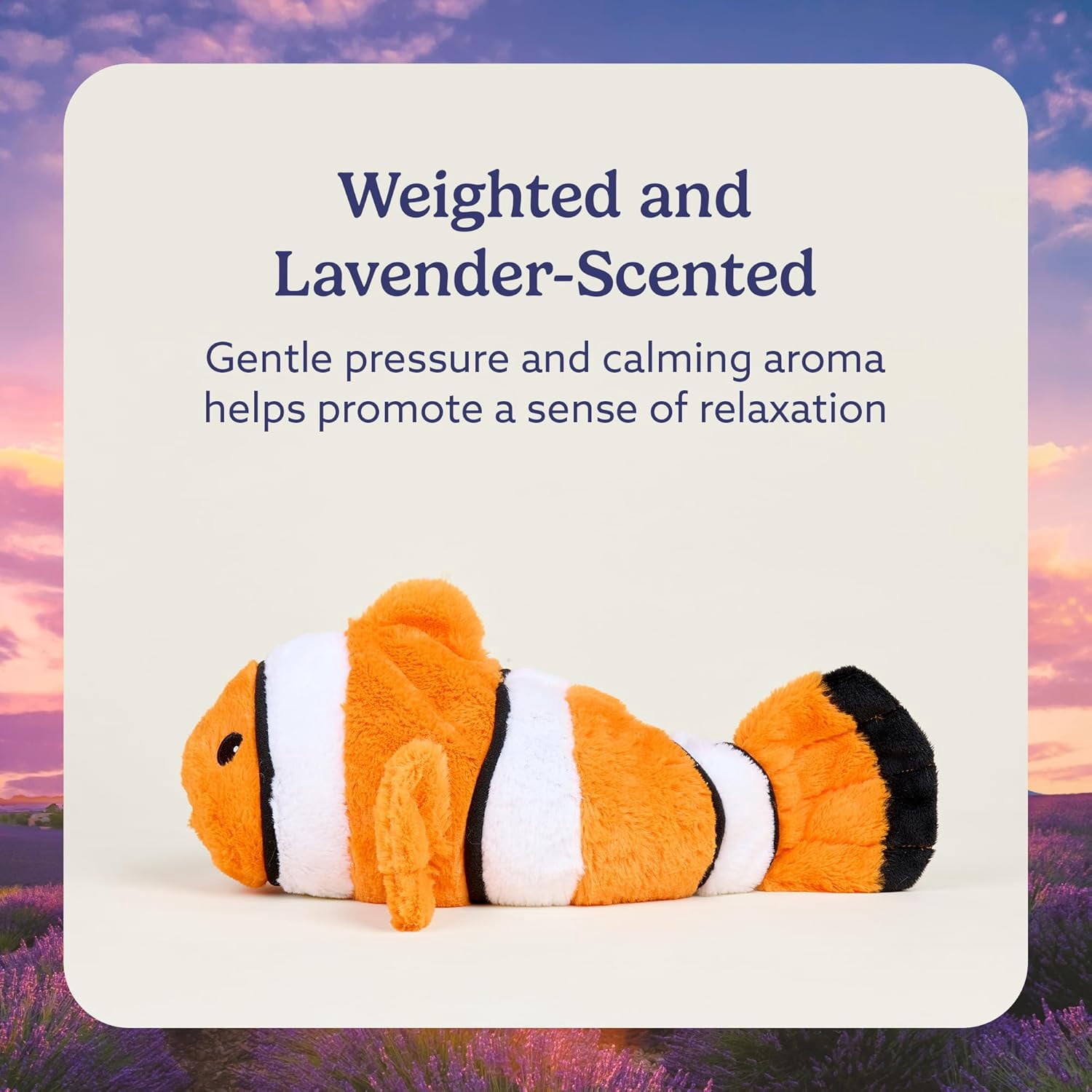 warmies 13” Clown Fish Stuffed Animal, Microwavable Heated Plushies and Weighted Soft Plush Toys
