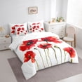 thumbnail image 3 of Homewish Teens Chic Floral Flowers Bedding Comforter Set 7 Pieces,Spring Garden Full Bedding Set Lightweight,Green Red Fitted Sheet Flat Sheet,Breathable Home Decor,Reversible, 3 of 8