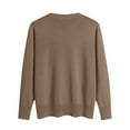 thumbnail image 3 of Women's Soft V Neck Long Sleeve Fall Casual Regular Fit Sweater Tops Camel S, 3 of 4