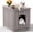 Gray, variant on Favory Hidden Cat Litter Box Enclosure Furniture, Indoor Outdoor Cat House Side Table with Openable Door & Raised Floor, Easy Clean Assemble, Grey