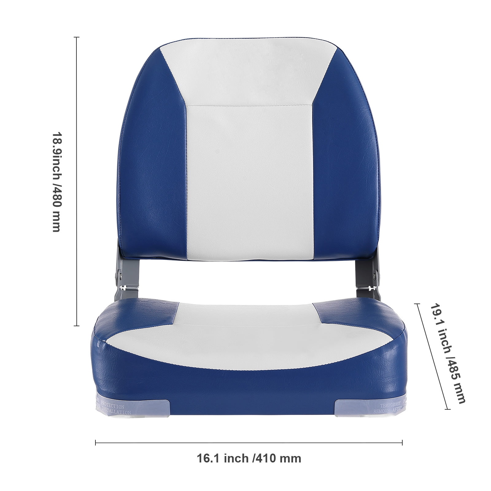 KFFKFF Marine Seat, 18.9" Compact Low Back, Thick Sponge Cushion Folding Seat for Boats, Ideal for Fishing, Touring, Speedboats, Canoes, Single Unit