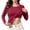 Red, variant on Women's Crew Neck Long Sleeve T Shirt with Built in Padded Bra, U Neck Basic Layering Top with Soft Stretchy Fabric, for Summer Daily Wear or Casual Home Comfort Beige L
