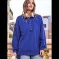 thumbnail image 4 of Sudadera para Mujer, Estilo Informal, de Larga, con Botones y Cuello Henley, Estilo Túnica, para Otoño. Azul M, 4 of 8