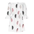 thumbnail image 4 of RYDCOT Robe à Épaules Dénudées à Manches Courtes Été Robes Bohèmes pour Femmes 2024 Imprimé Manches Évasées Robes d'Été de Vacances Robes de Plage Sélections Éclair, 4 of 5