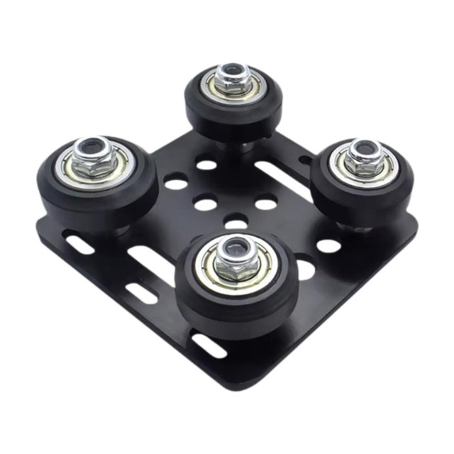 Placa de pórtico con ranuras, placa de varilla de pórtico con rueda, máquina CNC de impresora 3D ensamblada para perfil de aluminio, accesorios de ruedas negras