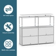 thumbnail image 2 of Innovaze 4-Door Modular Metal Sideboard with Open Shelf, Modern Twin-Row Grid Cabinet for Dining or Living Room, Office, White, 2 of 7