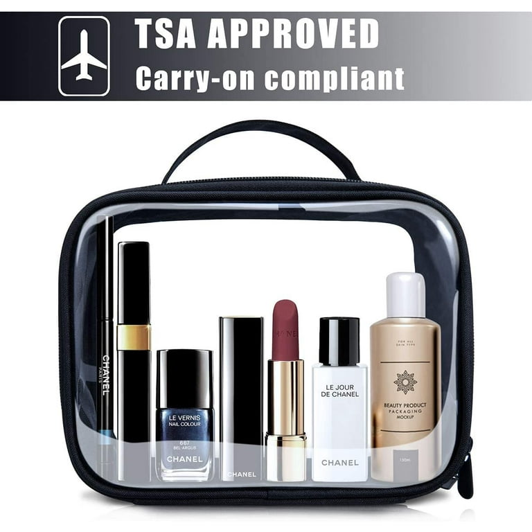 TSA Approved Toiletry Bag with Handle Strap, ANRUI Clear Travel Liquids Toiletries & Cosmetics Organizer Carry-On Luggage for Women and Men Black 3
