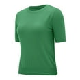 thumbnail image 5 of Green Women's Novelty T-Shirts, Polyester Womens Short Sleeve Tunic Tops, Androgynous Clothing, Women's Round Neck Short Sleeved Loose T Shirt With A Knit Bottom Short Top, 5 of 9