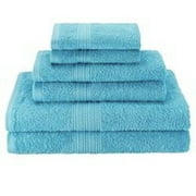 KAHAF COLLECTION 6 Piece Set Bath Towel Aqua Color 2 BATH TOWEL, 2 HAND TOWEL AND 2 WASHCLOTHS