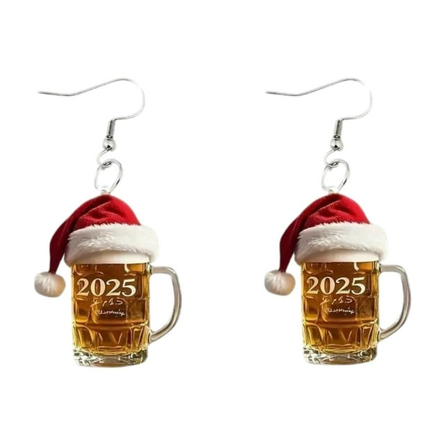 Pendientes navideños, pendientes colgantes, accesorios navideños, decoración única, diseño simple de cerveza, dijes para fiestas de graduación en