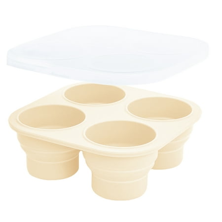 FEOYA Baby Food Storage Container infant Food Freezer Tray Silicone ice lattice mold 4 Compartments with Lid for Homemade Baby Food Breast Milk Vegetable Fruit Purees