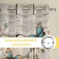 thumbnail image 6 of Teal Tulip Butterfly Kitchen Curtains Window Panels, Beige Turquoise Floral Farmhouse Wooden Insulated Window Treatment Curtain, Grommet Curtains for Bedroom/Living Room/Bathroom, 2 Piece 27.5"Wx39"L, 6 of 8