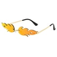 thumbnail image 2 of Wutalume Fashion Funny Small Frame Sunglasses, Rimless Colorful Metal Flame Design, UV Protective Lenses, Unique Statement Glasses for Party, Festival, and Trendy Outfits,Yellow, 2 of 3
