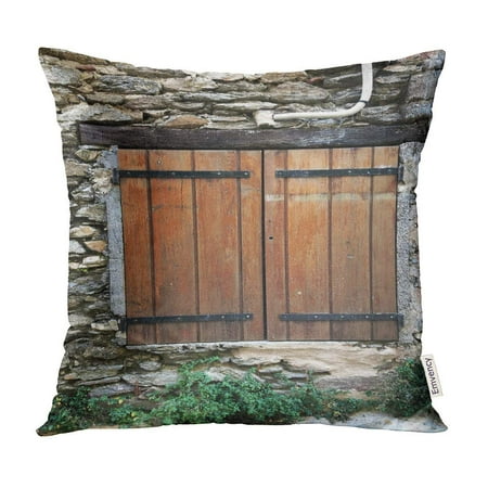 ECCOT Vintage Colored Wooden Window Shutters in Small Hilltop Village The South of France Old Pillow Case Pillow Cover 16x16