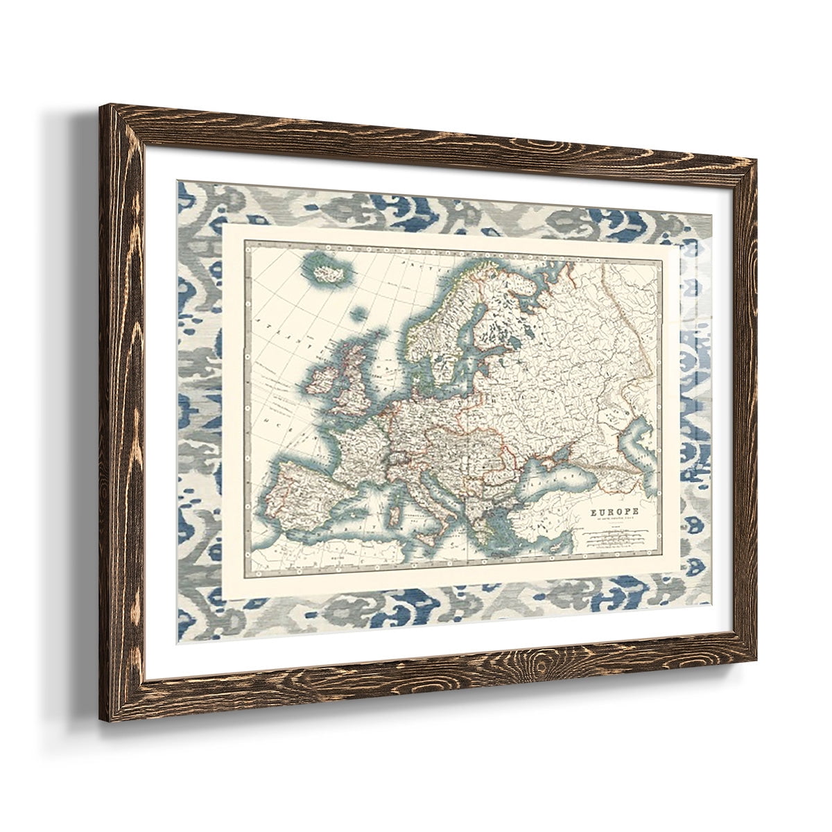 Bordered Map of Europe-Premium Framed Print - Ready to Hang
