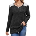 thumbnail image 1 of Camisas de Larga y Cuello Redondo para Mujer, Corte Holgado, Estilo Túnica Informal Elegante, Suéter, Ropa de Otoño e Invierno Negro XXL, 1 of 10