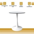 thumbnail image 6 of LeisureMod Bristol 27" Round Dining Table with MDF Wood Top and White Steel Pedestal Base for Kitchen and Living Room in Marbled White, 6 of 10