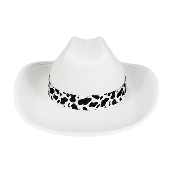 NOEGOEU Kids Girls Boys Cowboy Hat Wide Brim Cowgirl Hat with Adjustable Strap Party Festival Outdoor (White,3-15 Years)