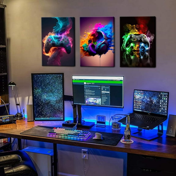 UNFFRAMED Luvia Set of 3 Poster Gamer Room Wall Art for Teen Boys Bedroom Decor – Cool Video Game Theme Prints for Bedroom or Game Room Set 3 Prints 8x12