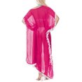 thumbnail image 3 of HAPPY BAY Women's Summer Loungewear Sheer Solid Casual Cover Up Relaxed Caftan Maxi Dresses for Women Plus Size XL-XXL Pink, Pom Pom Lace, 3 of 5