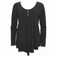 thumbnail image 2 of ZOELNIC Womens Casual Long Sleeve T-Shirt Solid Color Round Neck Layered Button Front Tunic Tops, M, 2 of 5