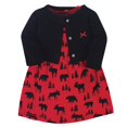 thumbnail image 1 of Hudson Baby - Conjunto De Vestido Y Cárdigan De Algodón Para Niña, Diseño De Oso De Alce Rojo, 3 Niños Pequeños, 1 of 3