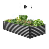 VEVOR Metal Raised Garden Bed, 8 x 4 x 2 ft Outdoor Galvanized Planter Garden Box, Open Bottom Design, Large Planter Raised Bed for Growing Vegetables, Flowers, Herbs, and Succulents, Dark Gray