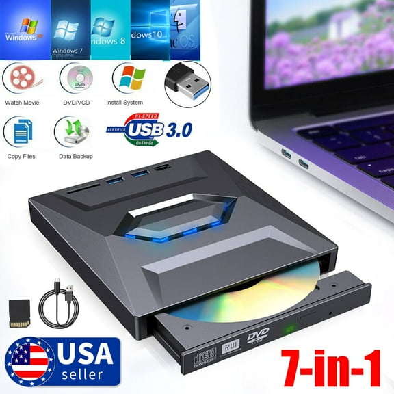 LineYDI External CD DVD Drive USB 3.0 Writer Burner Player for PC Laptop Windows 11 10