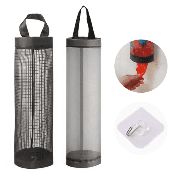 Plastic Bag Storage Bag, Hanging Foldable Mesh Bag, Garbage Bag Organizer, Kitchen Storage Bag for Grocery Bags, Reusable Dispenser for Household Supplies