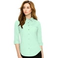 thumbnail image 3 of Made by Johnny Women's 3/4 Sleeve Tailored Button Down Shirts XXXL COOL_MINT, 3 of 6