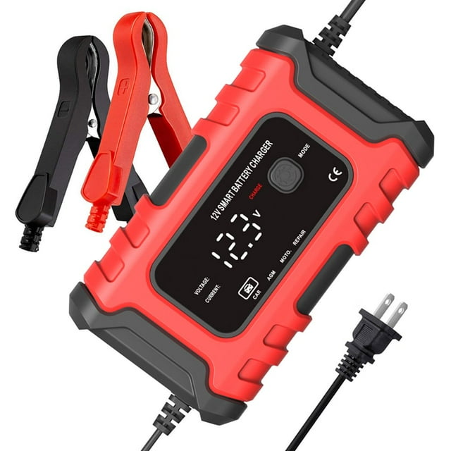 Motorcycle Battery Chargers 12V6A Full Automatic Smart Battery Chargers Maintainer Portable Trickle Chargers Battery Desulfator