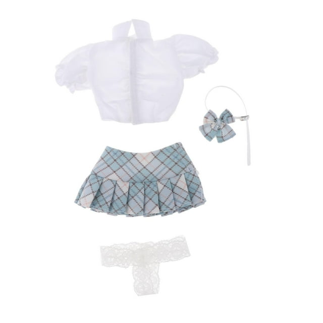 Traje de muñeca para niñas 1:6, accesorio de cosplay para muñecas, suéter para muñecas, falda plisada, pajarita, accesorio para muñecas para niñas de Azul Baoblaze ropa en miniatura