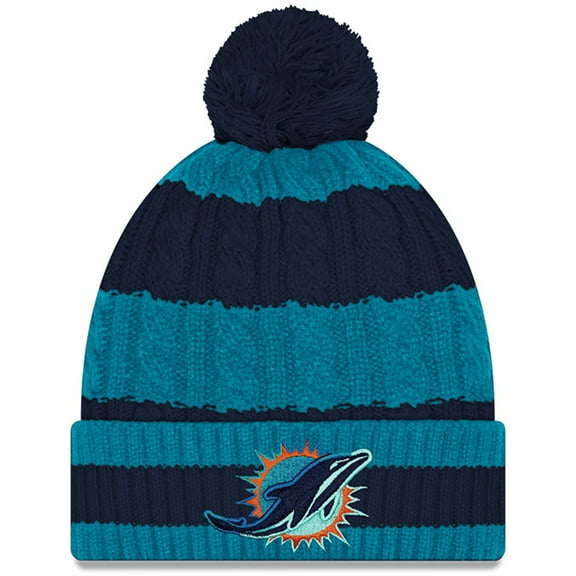 Women's New Era-Aqua Miami Dolphins 2025 Rivalries Collection Braided Cuffed Knit Hat with Pom