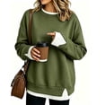 thumbnail image 2 of Women's Crewneck Sweatshirt Layered Hem Pullover Top with Ribbed Cuffs Slouchy Street Style Sweatshirts, 2XL, 2 of 4